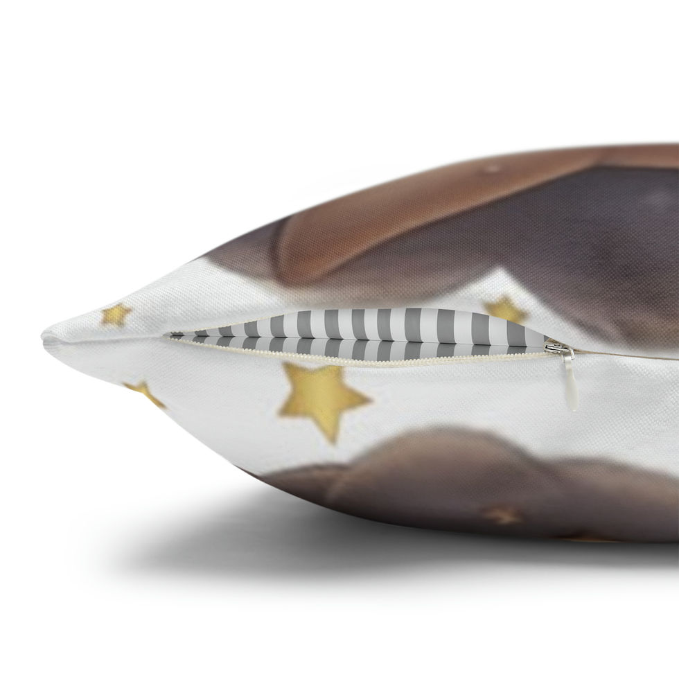 Thumbnail: Artistic Nursery Décor Throw Pillow Cover Sleeping Bear Stars Pillow Case