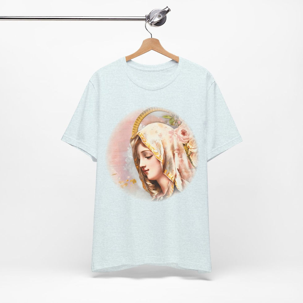 Thumbnail: Shabby Virgin Mary T-Shirt Ave Maria Religious Faith Art Tee Catholic Gifts