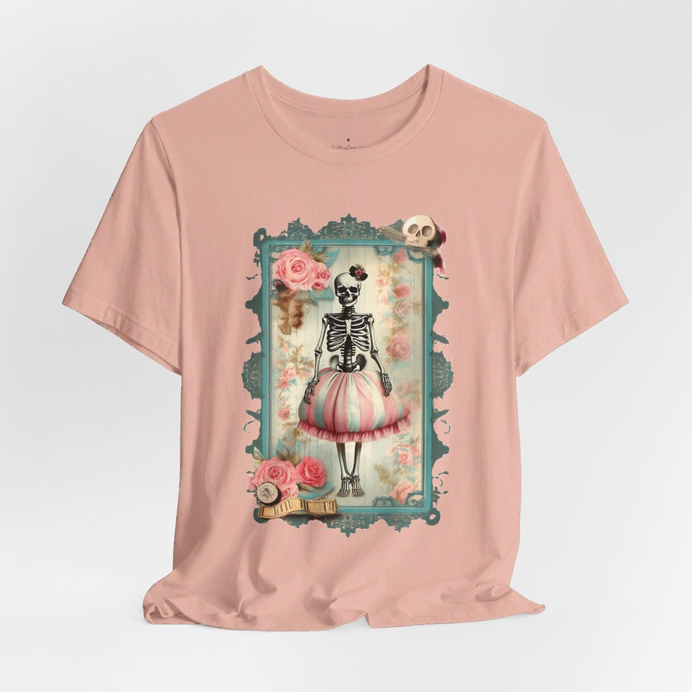 Thumbnail: Halloween T-Shirt Creepy Skeleton Art Shabby zombie Fall Art Apparel Trendy Gift