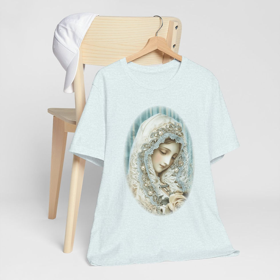Thumbnail: Shabby Virgin Mary T-Shirt Ave Maria Religious Faith Art Tee Catholic Gifts