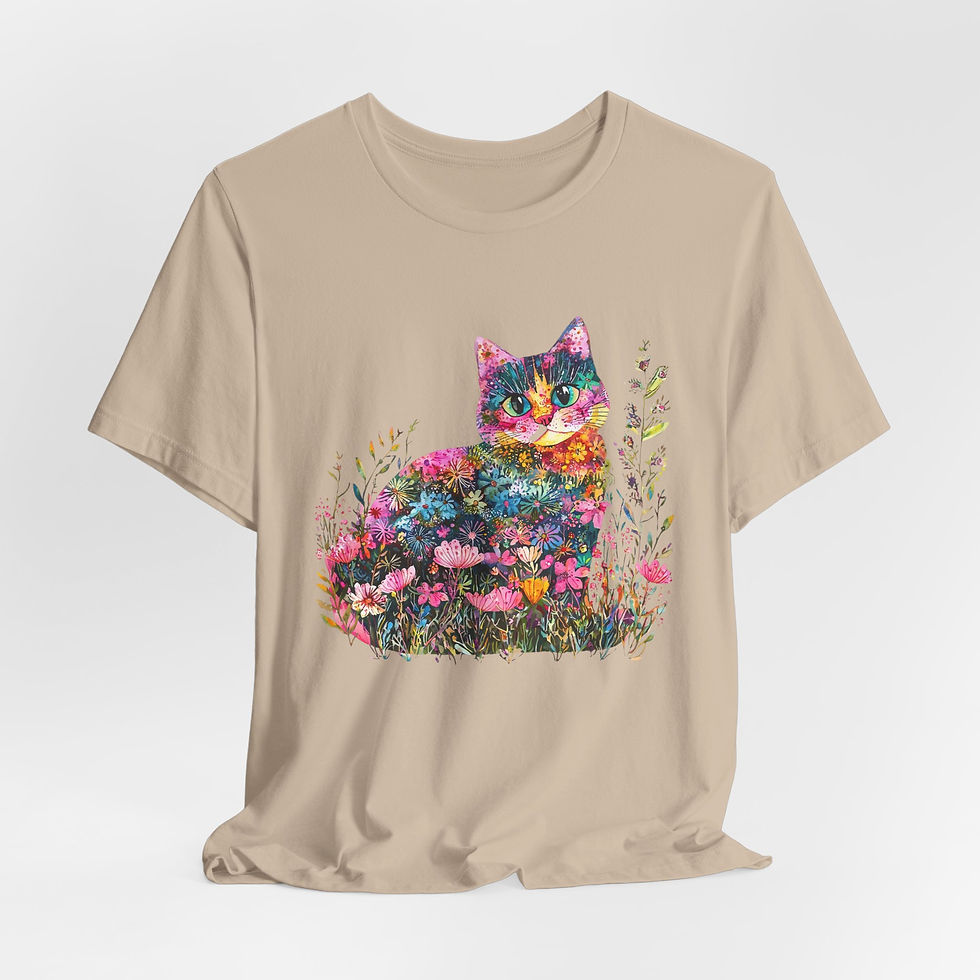 Thumbnail: Artistic Cat T-Shirt Shabby Boho Kitten Art Hippie Cat Lover Gift