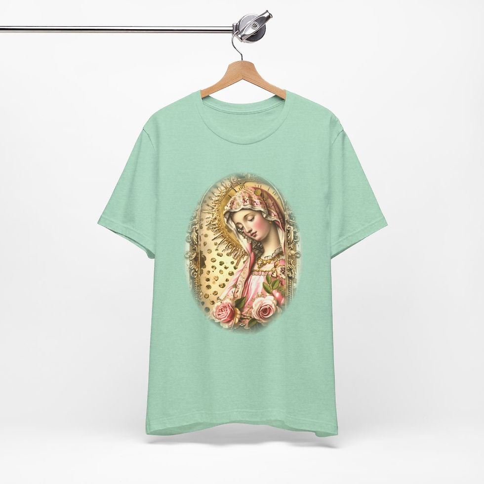 Thumbnail: Virgin Mary T-Shirt Shabby French Ave Maria Faith Art Tee Catholic Gifts