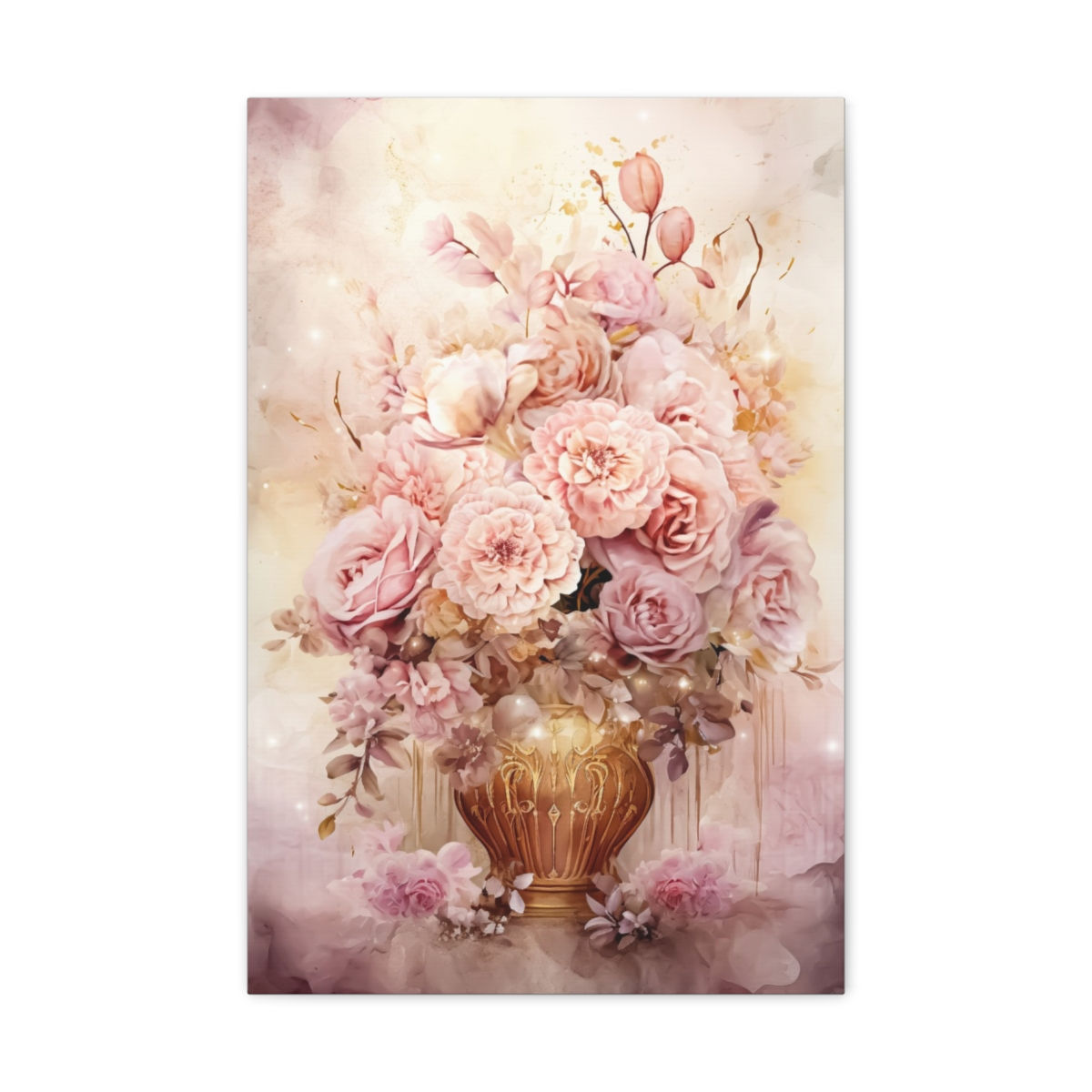 Elegant Canvas Art Shabby French Country Cottage Decor Victorian Vase of Flowers