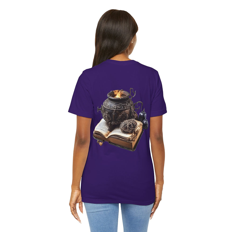 Thumbnail:  Witchy T-Shirt Spell book Cauldron Art Tee Esoteric Expressive Halloween Gifts