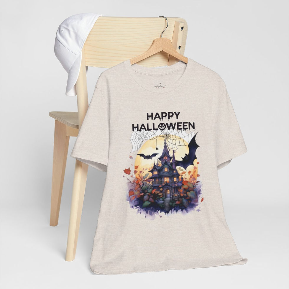 Thumbnail: Halloween T-Shirt Spooky Haunted House Art Fall Apparel Trendy Gift