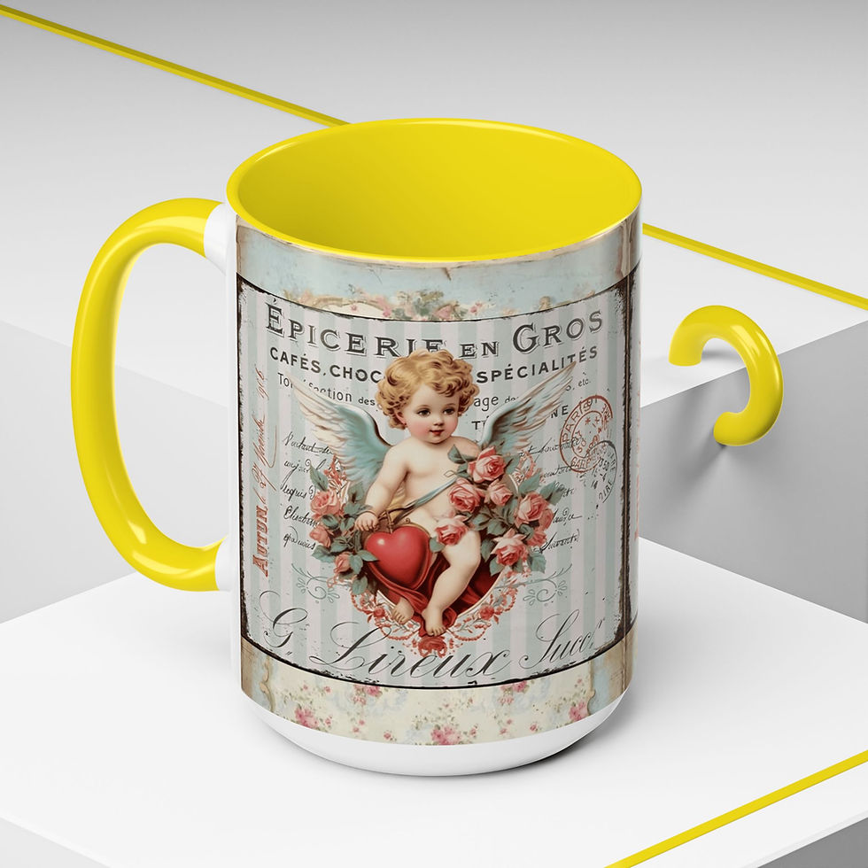 Thumbnail: Shabby Angel Coffee Mug Vintage Cherub Artistic Gift French Country Kitchen 