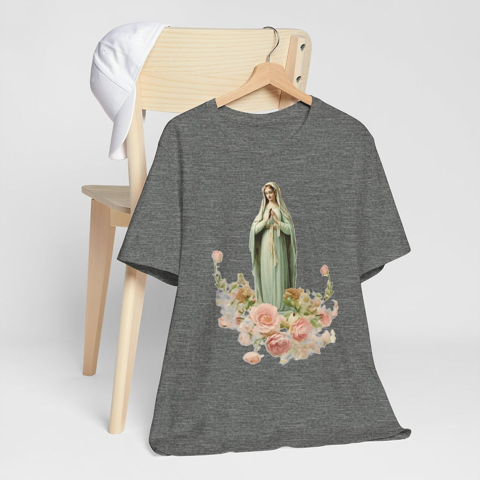 Thumbnail: Shabby Religious Faith T-Shirt Virgin Mary Art Tee Vintage Style Catholic Gifts