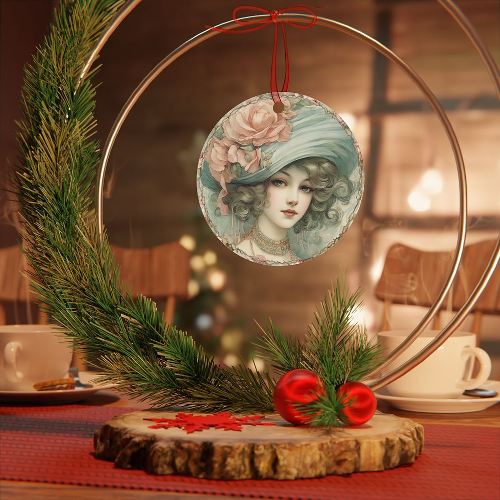 Thumbnail: Shabby Victorian Christmas Ornament Beautiful Woman Artistic Christmas Decor