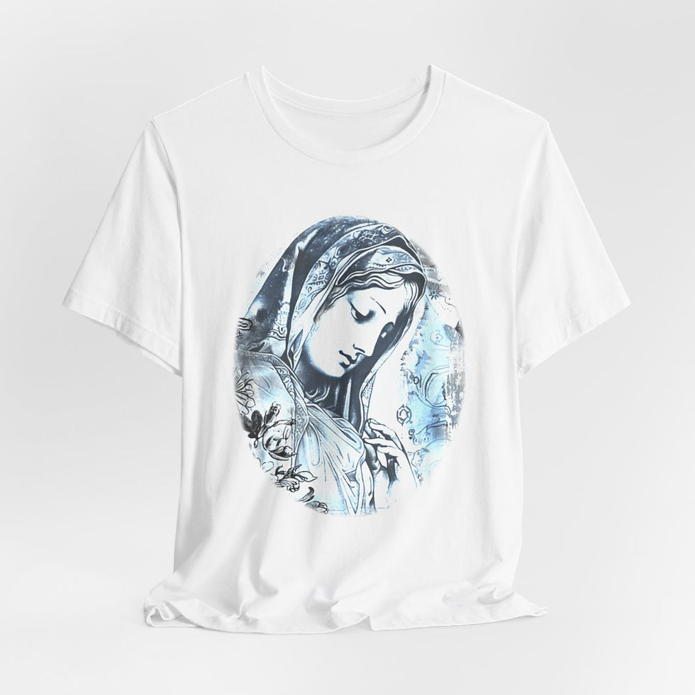 Thumbnail: Unisex Virgin Mary T-Shirt Religious Wearable Art Tee Artistic Catholic Gifts