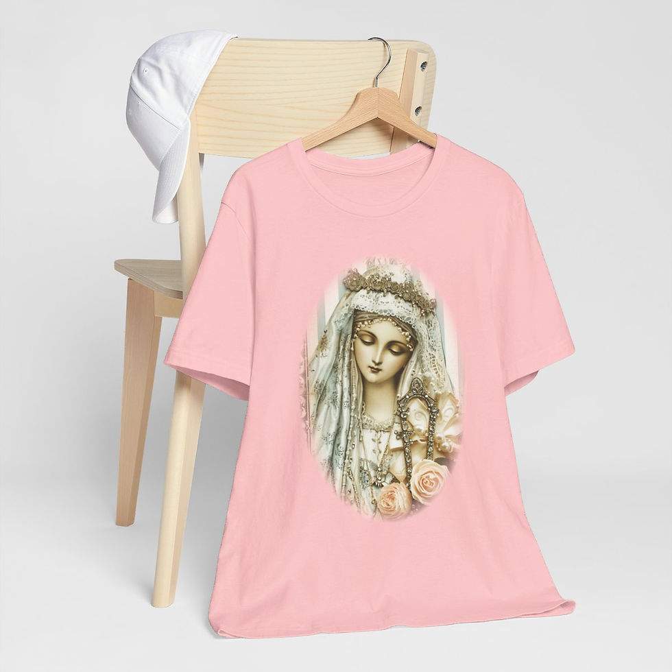 Thumbnail: Shabby Virgin Mary T-Shirt Ave Maria Religious Faith Art Tee Catholic Gifts