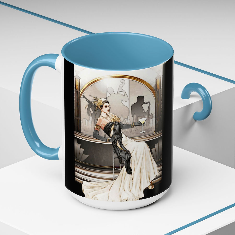 Thumbnail: Chic Art Deco Coffee Mug Glamourous Woman with Cocktail Artistic Gift 