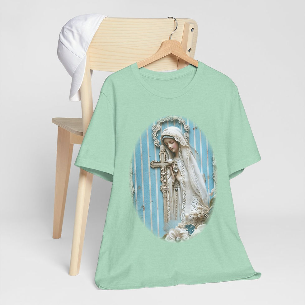 Thumbnail: Shabby Virgin Mary T-Shirt Ave Maria Religious Faith Art Tee Catholic Gifts