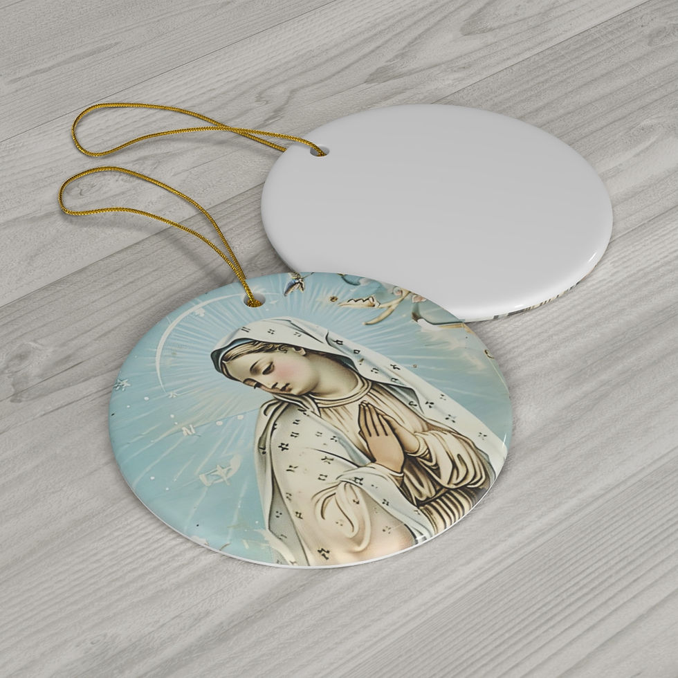Thumbnail: Praying Virgin Mary Ornament Shabby Pastel Christmas Decor Catholic Gift