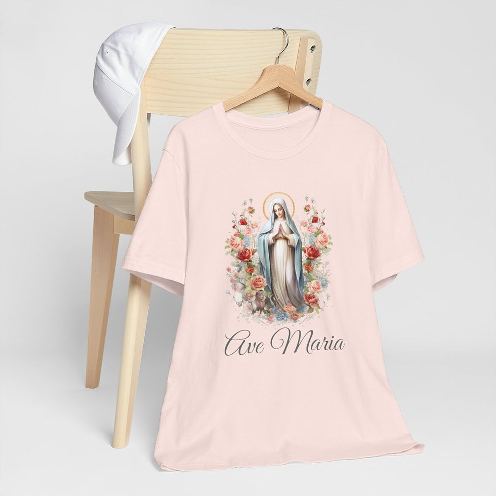 Thumbnail: Ave Maria T-Shirt Virgin Mary Art Tee Unisex Artistic Catholic Faith Gifts