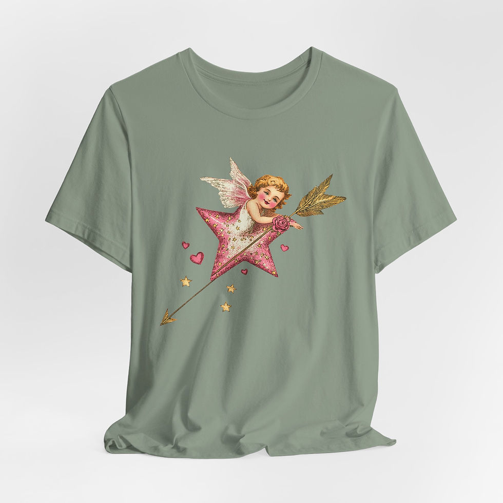 Thumbnail: Shabby Cherub Art T-Shirt Valentine's Day Pink Cupid Expressive Artistic Gift