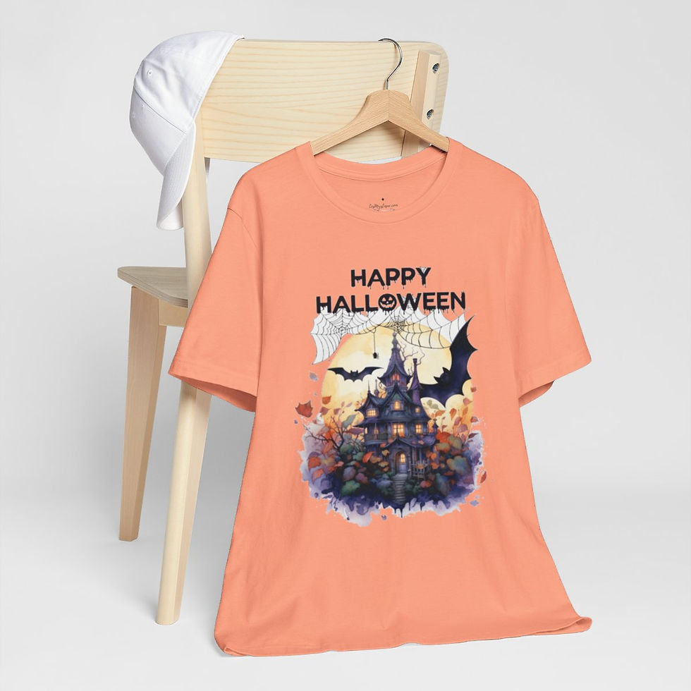 Thumbnail: Halloween T-Shirt Spooky Haunted House Art Fall Apparel Trendy Gift