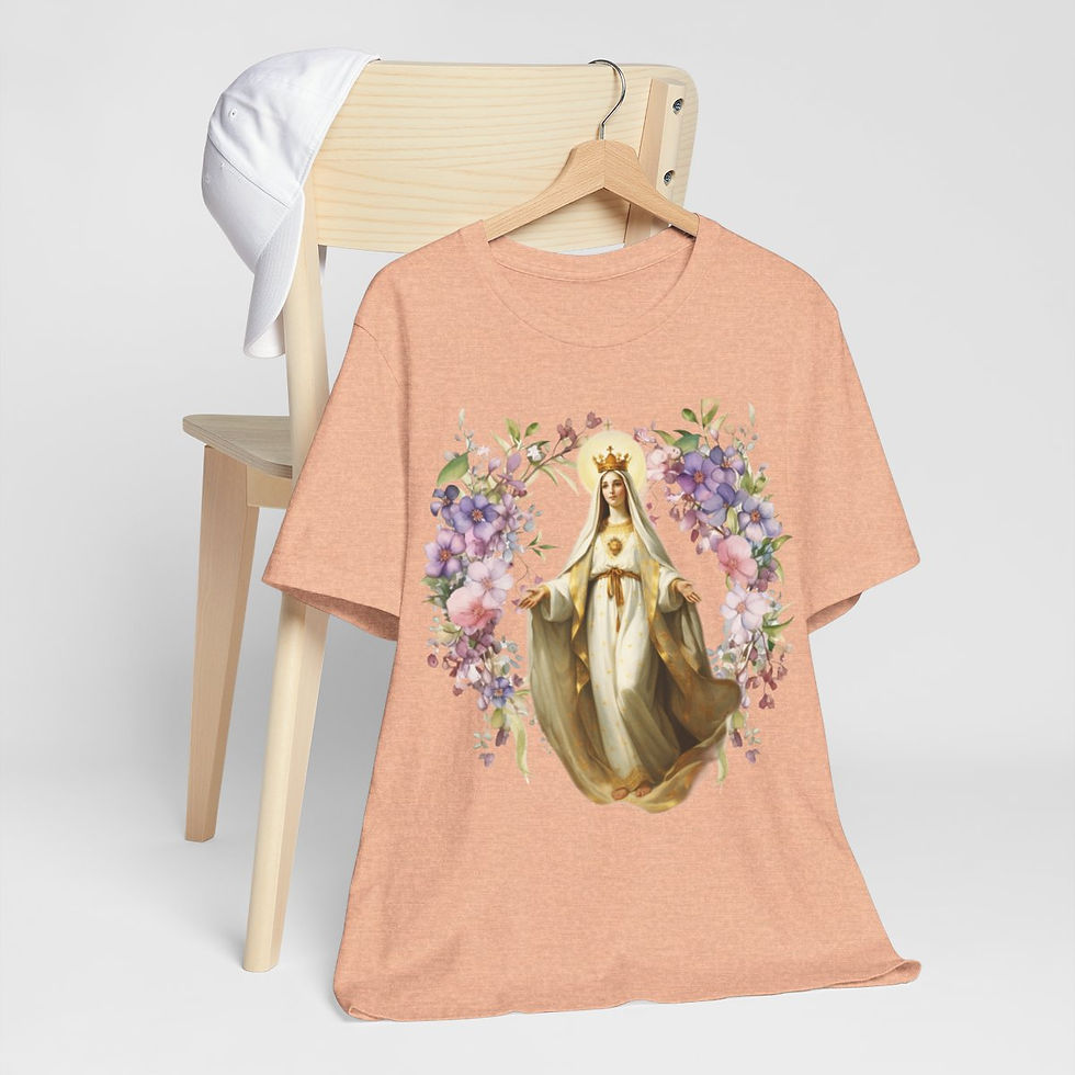 Thumbnail: Shabby Religious Faith T-Shirt Virgin Mary Art Tee Vintage Style Catholic Gifts