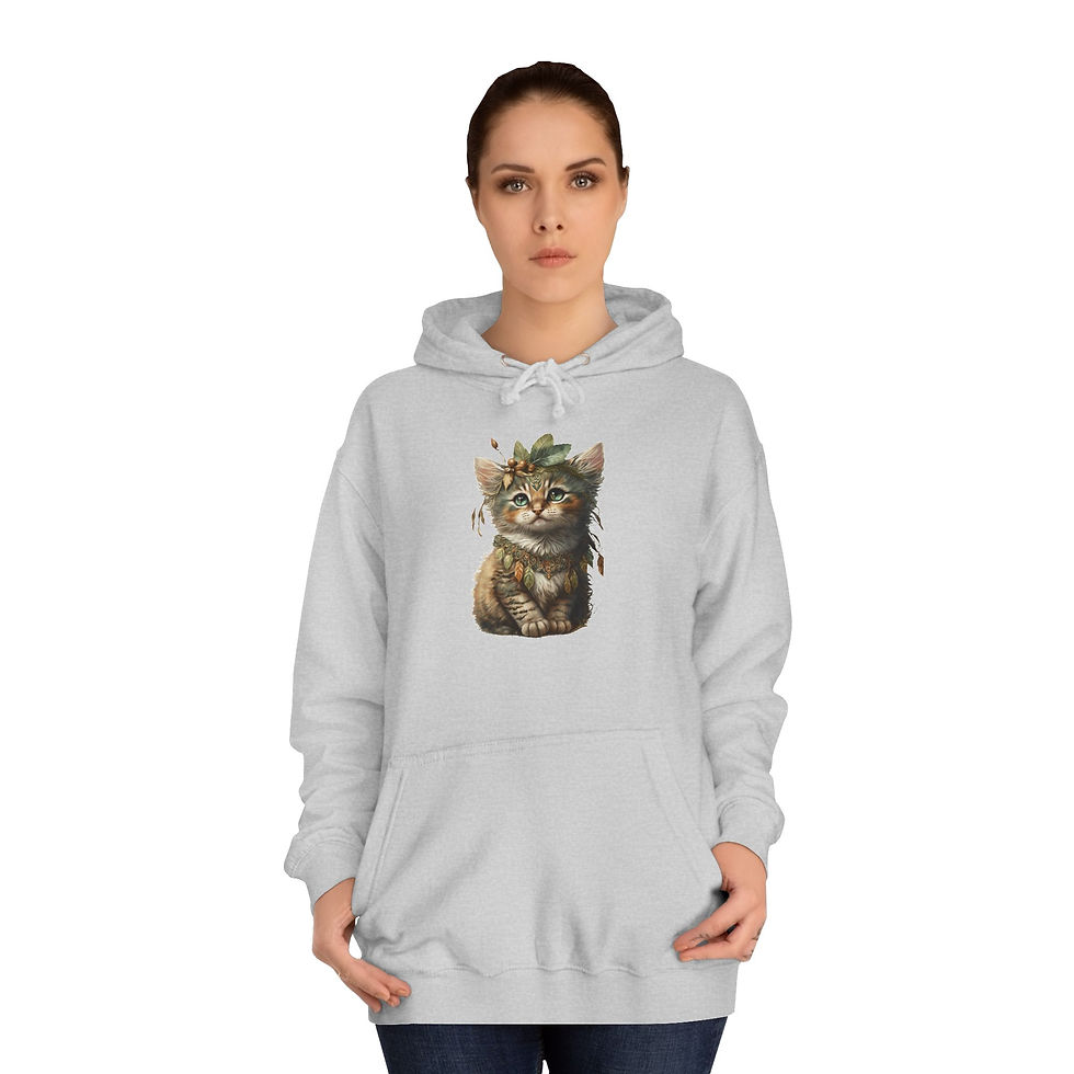 Thumbnail: Boho Cat Hoodie Cozy Kitten Art Sweatshirt w/Pockets Cat Lover Gift