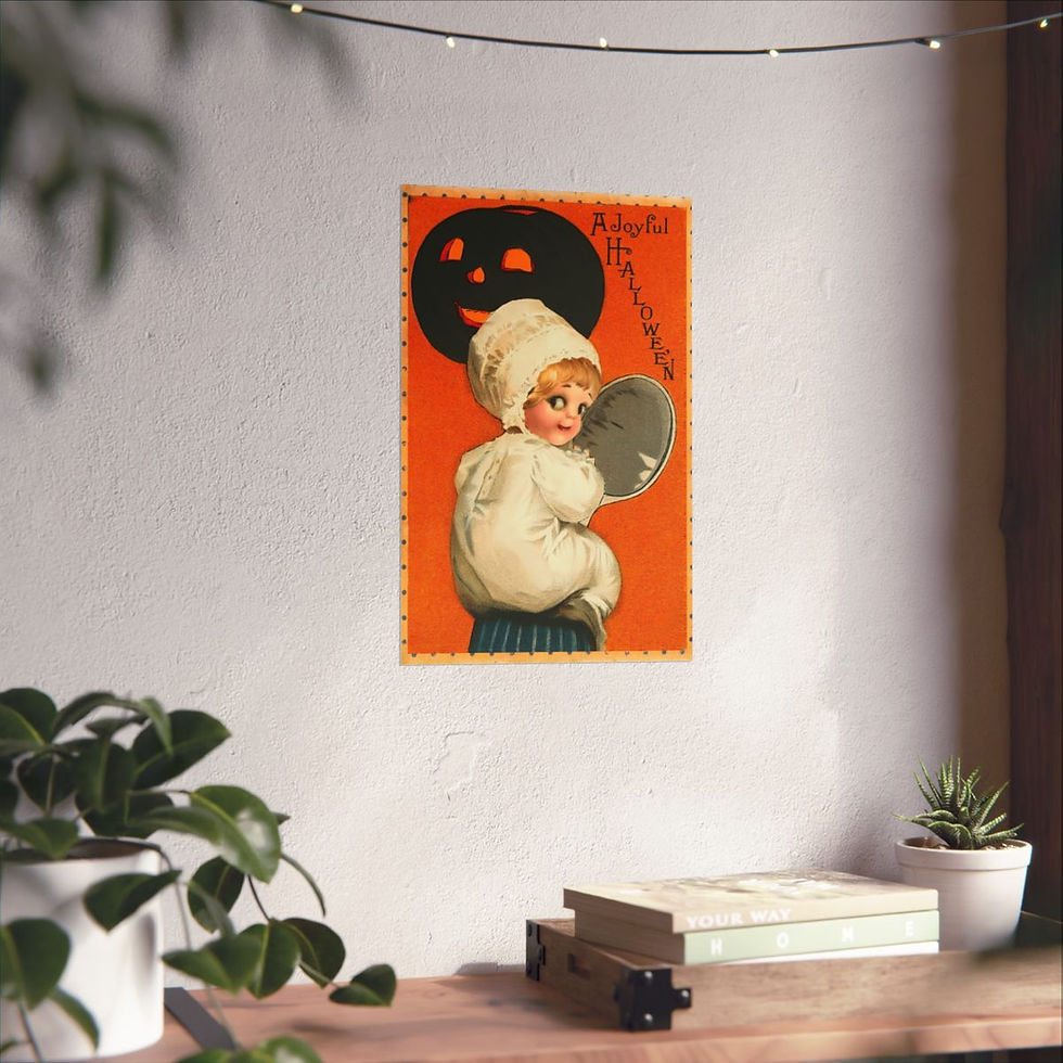 Thumbnail: Vintage Halloween Art Print Cute Black Pumpkin Halloween Decor Antique Art