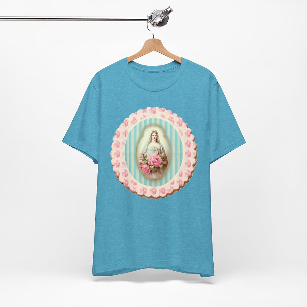 Thumbnail: Shabby Virgin Mary T-Shirt Religious Faith Pastel Art Tee Vintage Catholic Gifts