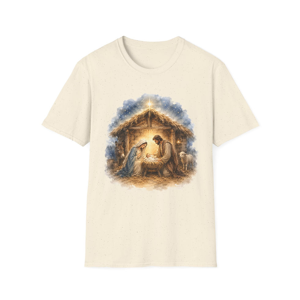 Thumbnail: Nativity T-Shirt - Jesus, Virgin Mary, St Joseph Catholic Faith Wearable Art Tee