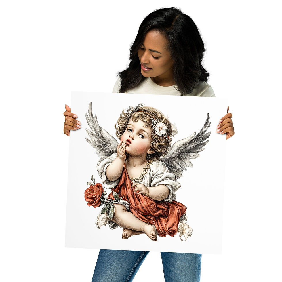 Thumbnail: Romantic Shabby Chic Cherub Art Print, Angelic Victorian Cupid, Artistic Decor
