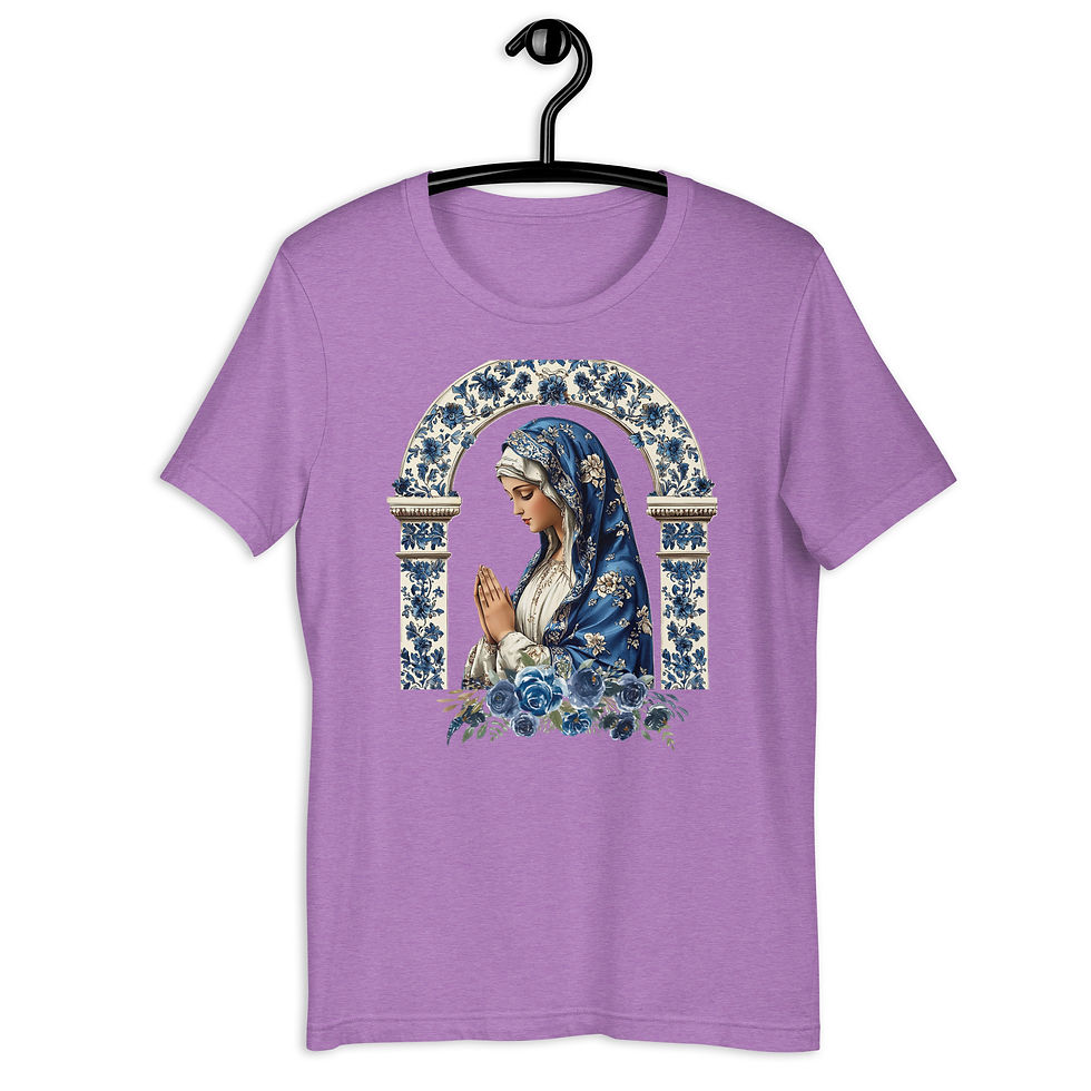 Thumbnail: Artistic Virgin Mary T-Shirt Catholic Faith Wearable Art French Mother Mary Tee