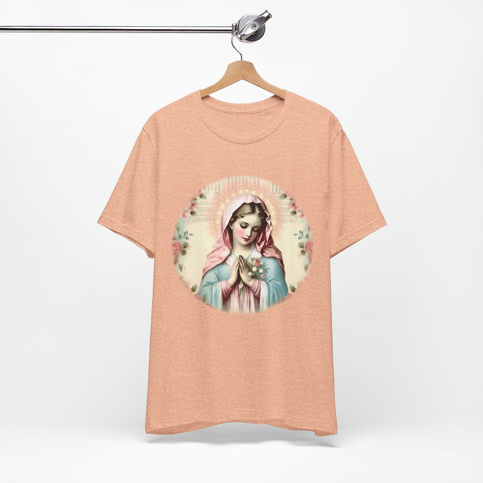 Thumbnail: Virgin Mary T-Shirt Shabby French Madonna Ave Maria Art Tee Catholic Faith Gifts