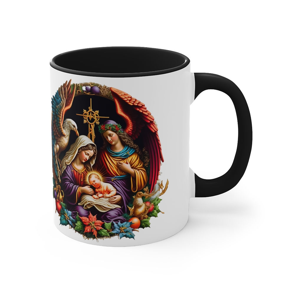 Thumbnail: Religious Gifts Coffee Mug Madonna & Child Angel Holy Spirit Baby Jesus Art Mug