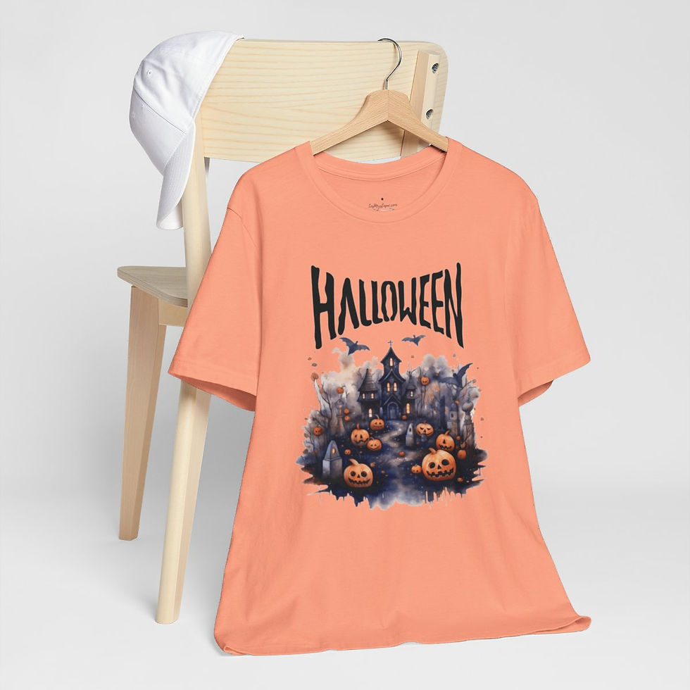 Thumbnail: Halloween T-Shirt Spooky Haunted House Art Fall Apparel Trendy Gift