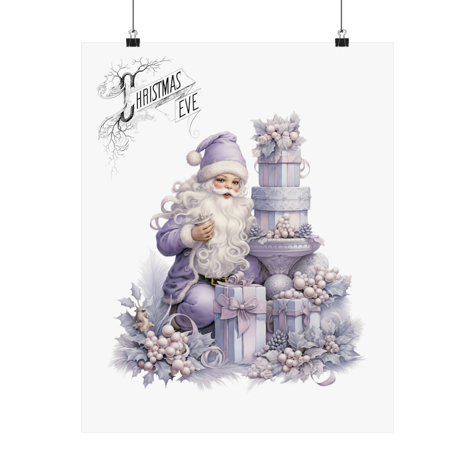 Thumbnail: Nostalgic Vintage Christmas Decor Shabby Chic Santa Claus Art Print Lavender