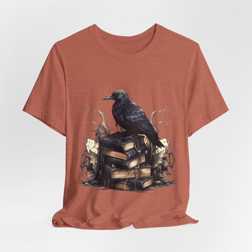 Thumbnail: Witchy T-Shirt Black Raven Spellbook Art Tee Esoteric Expressive Halloween Gifts