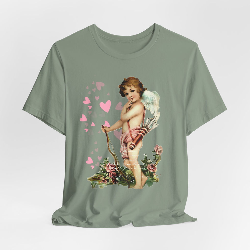 Thumbnail: Vintage Cupid T-Shirt Cherub Hearts Artistic Gift Shabby Valentine's Day Tee