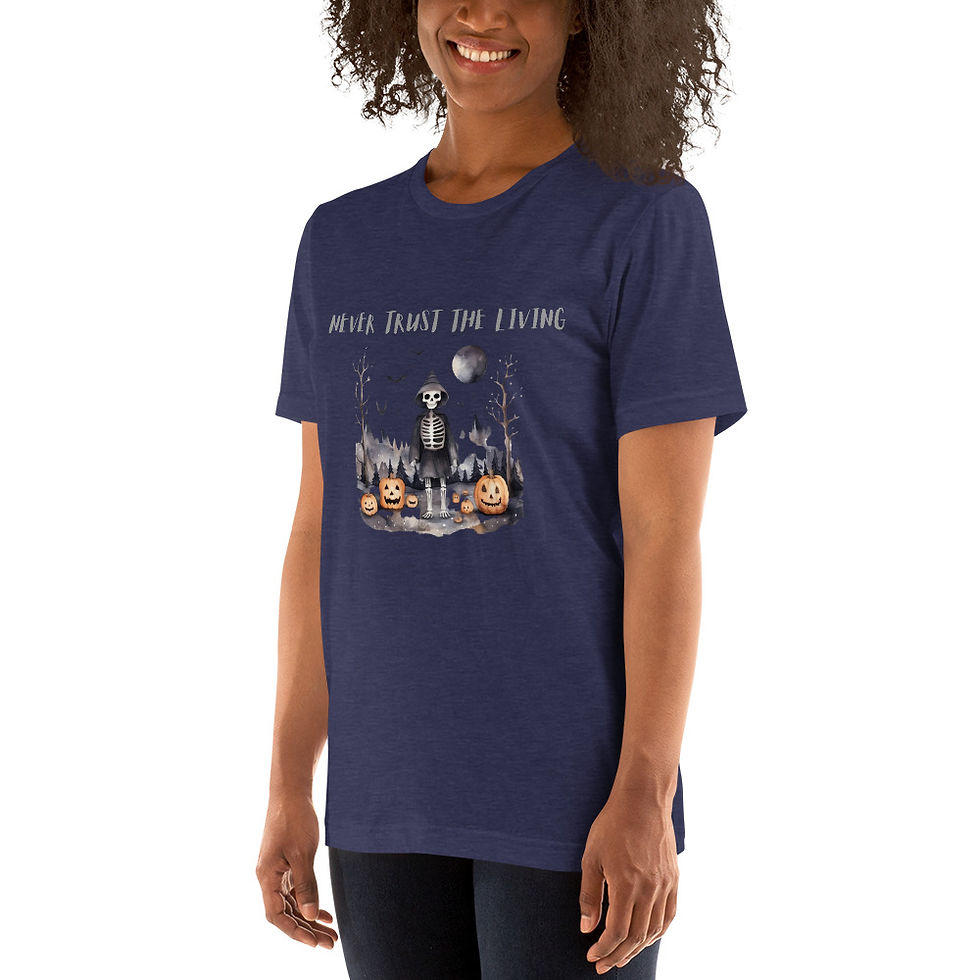 Thumbnail: Artistic T-shirt Never Trust the Living Halloween theme Unisex Tee