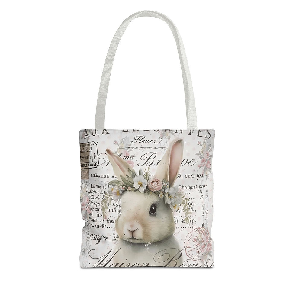 Thumbnail: Shabby French Tote Bag Vintage Bunny Rabbit Chic Artistic Trendy Gift 