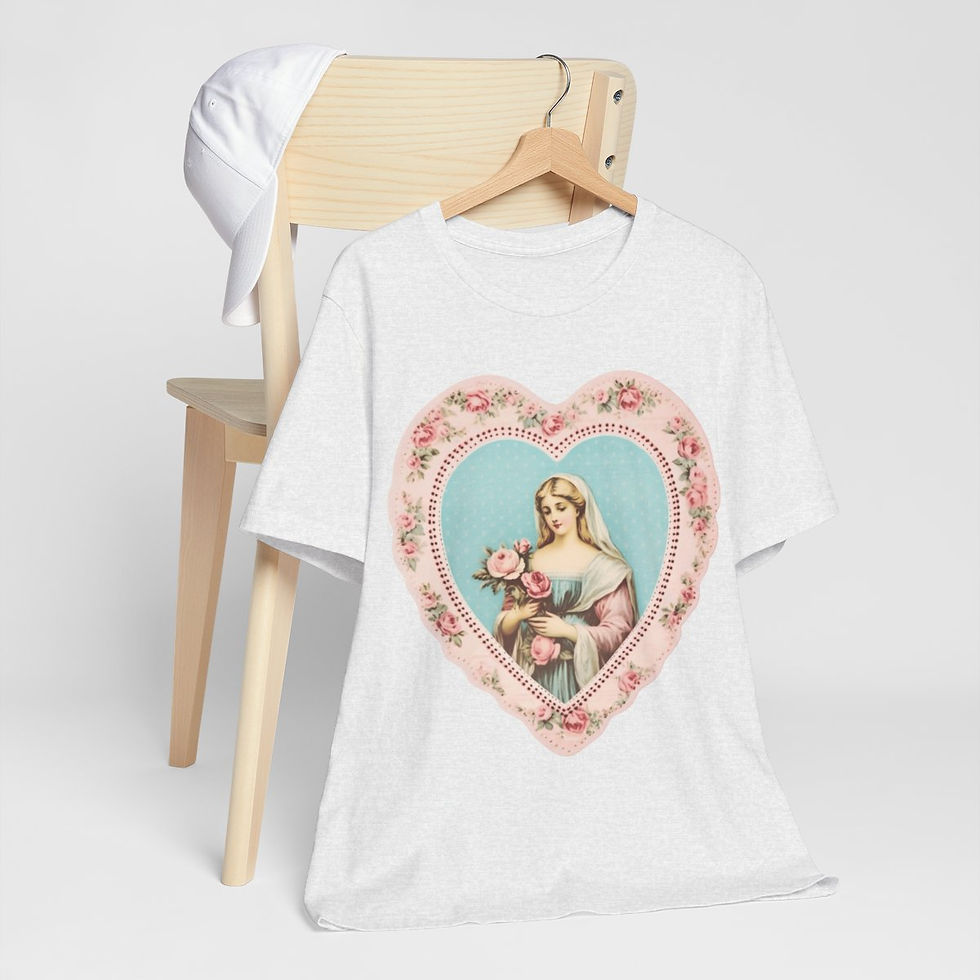 Thumbnail: Shabby Virgin Mary T-Shirt Religious Faith Pastel Art Tee Vintage Catholic Gifts