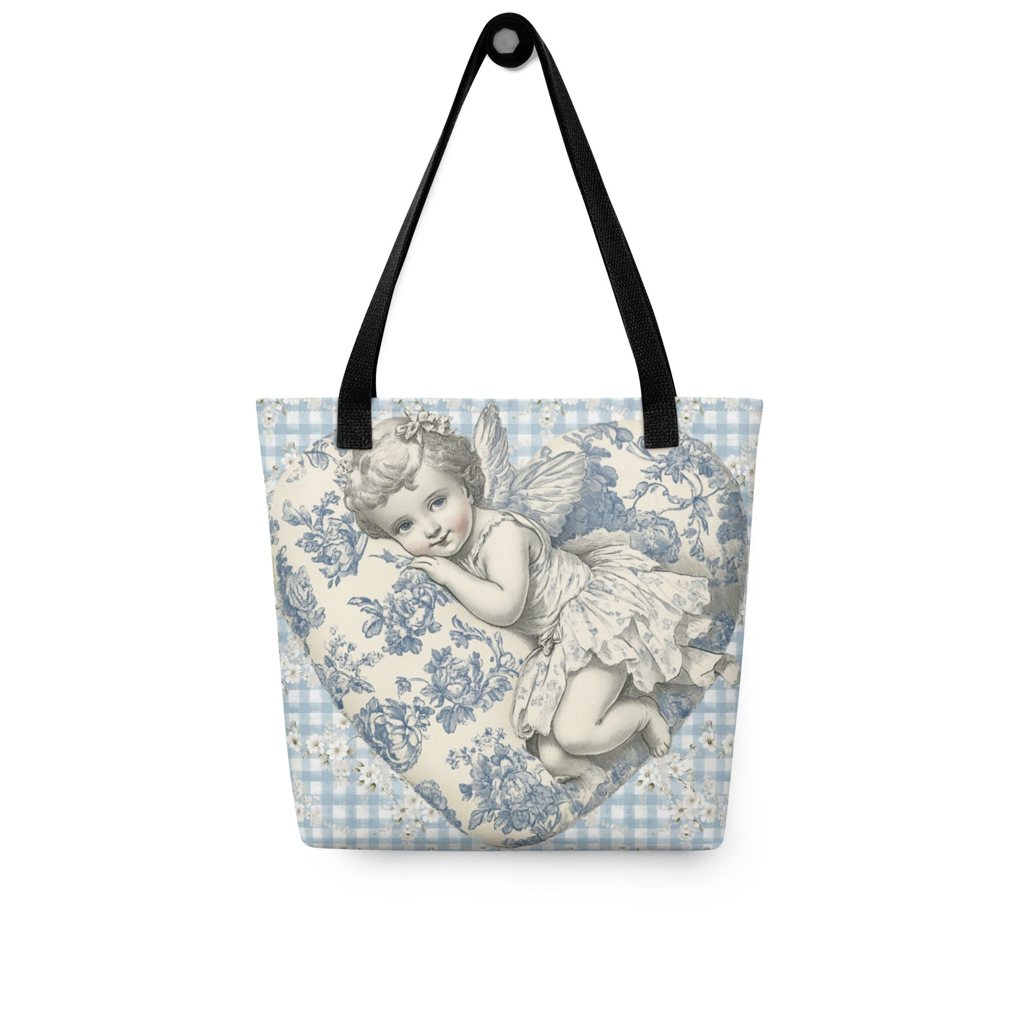 Artistic Tote Bag, Shabby Chic Cherub, French Country Vintage Victorian Angel 