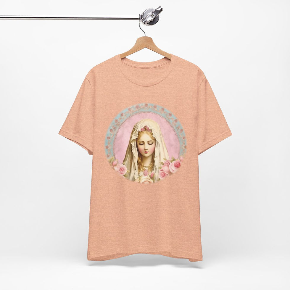 Thumbnail: Virgin Mary T-Shirt Shabby French Madonna Ave Maria Art Tee Catholic Faith Gifts