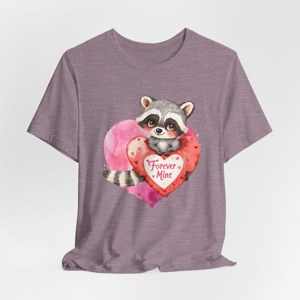 Thumbnail: Racoon Art T-Shirt Forever Mine Artistic Gift Cute Expressive Valentines Day Tee