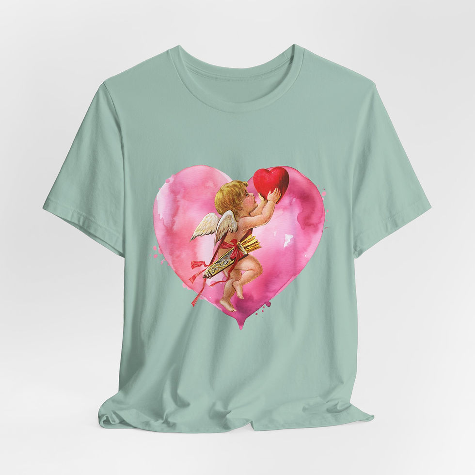 Thumbnail: Vintage Cupid Art T-Shirt Artistic Gift Shabby Cherub Love Valentine's Day Tee