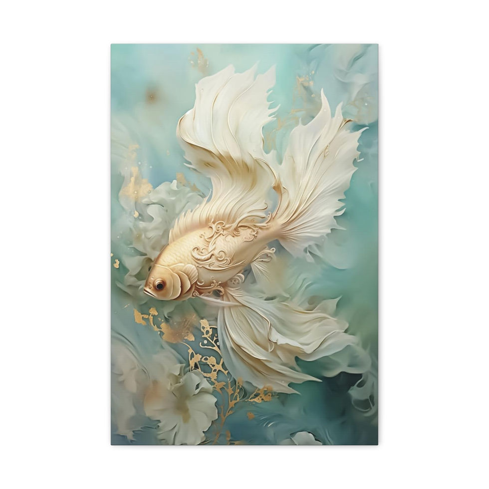 Thumbnail: Watercolor Fish Canvas Art Peaceful Under the Sea Artwork Print Wall Decor 