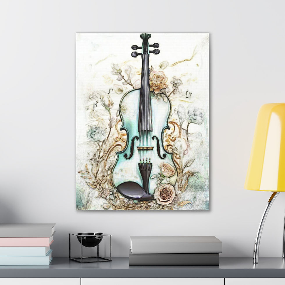 Thumbnail: Shabby French Violin Canvas Art Music Theme Art Print Musical Instruments Decor 