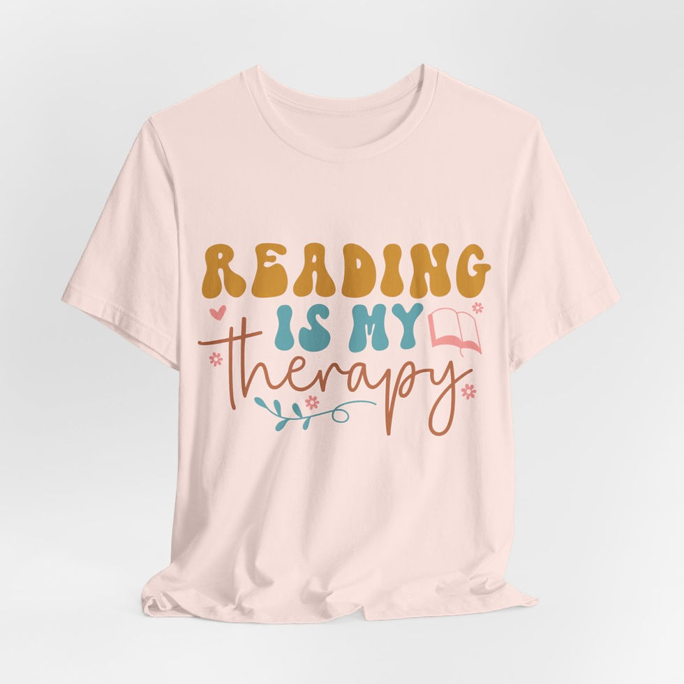 Thumbnail: Book Lover T-Shirt Reading is my Therapy Expressive Apparel Fun Thoughtful Gifts