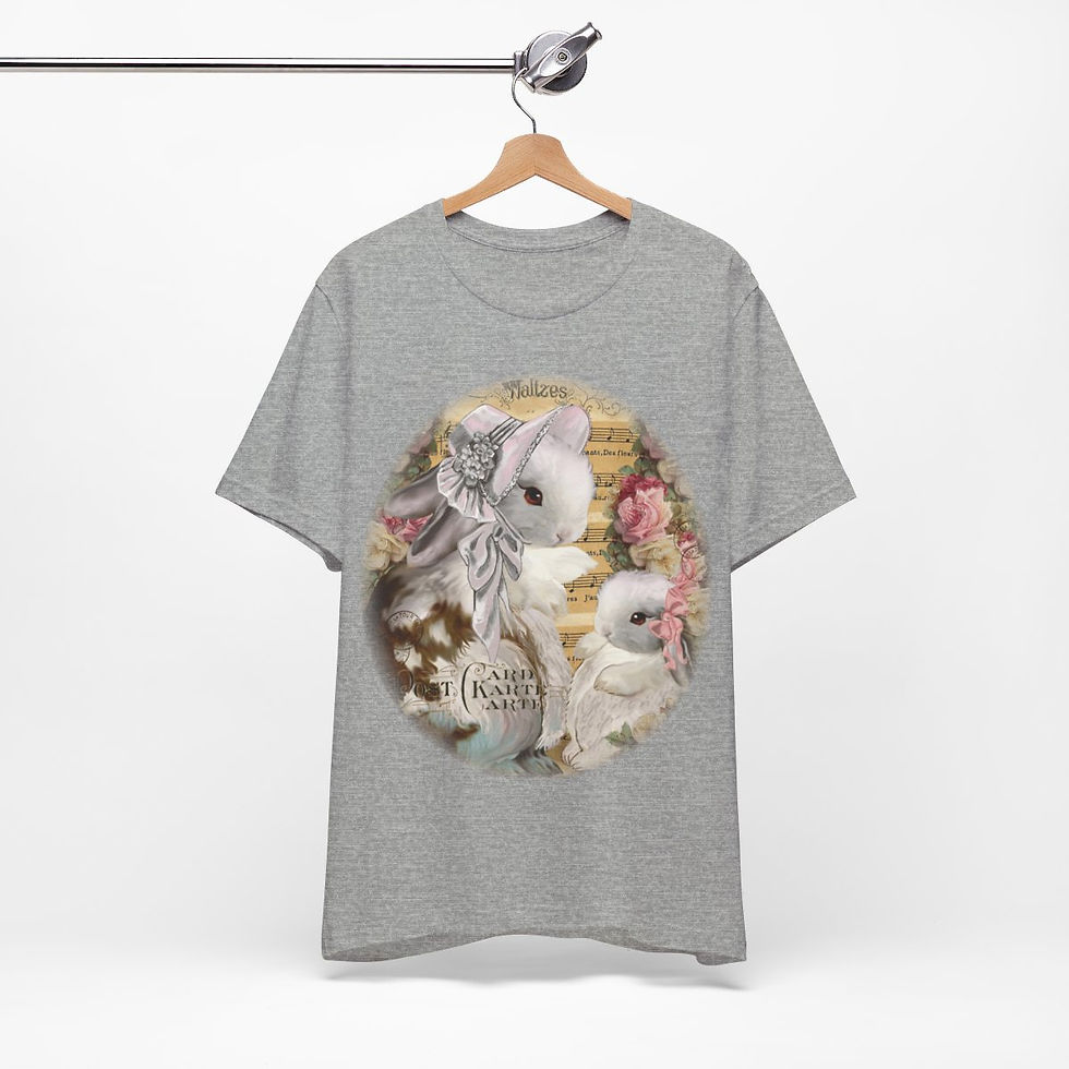 Thumbnail: Shabby Chic Bunny T-Shirt French Spring Art Tee Chic Artistic Apparel & Gifts