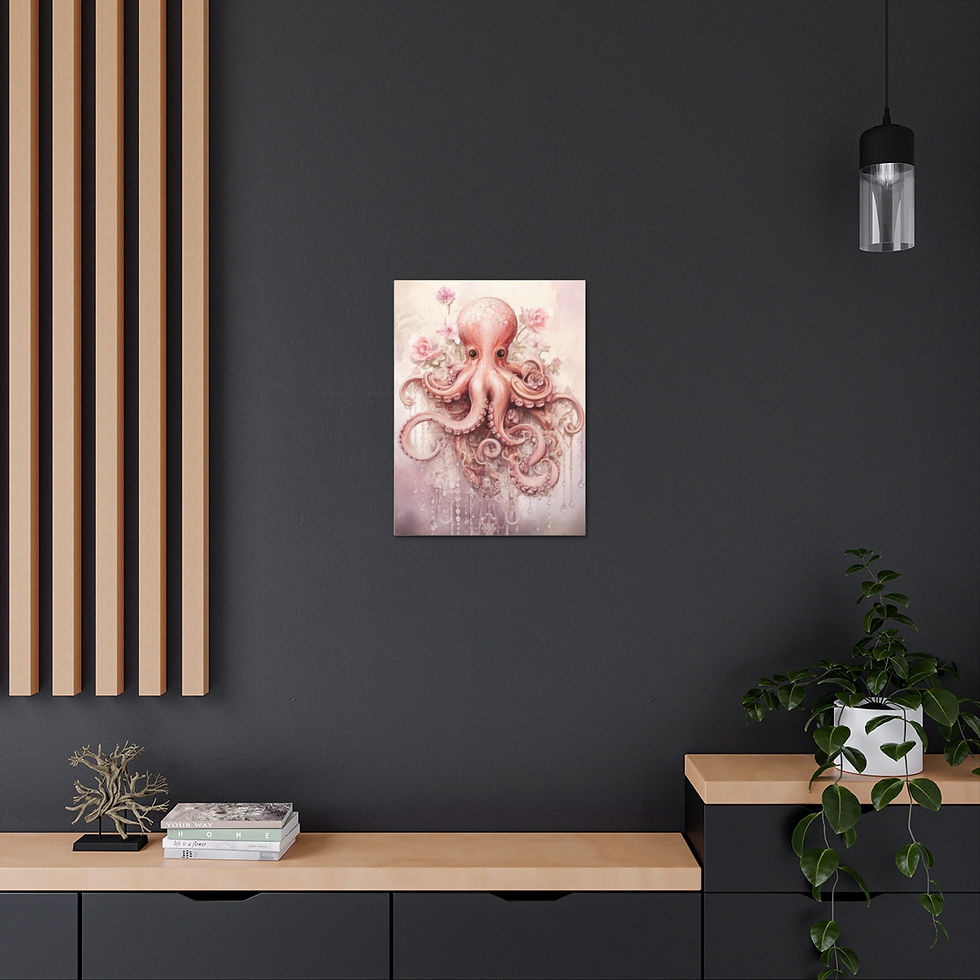 Thumbnail: Shabby Bathroom Canvas Art French Country Cottage Decor Roses Jeweled Octopus