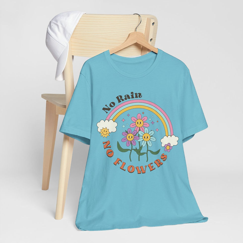 Thumbnail: Spiritual Art T-Shirt Motivational Gifts No Rain No Flowers Retro Apparel