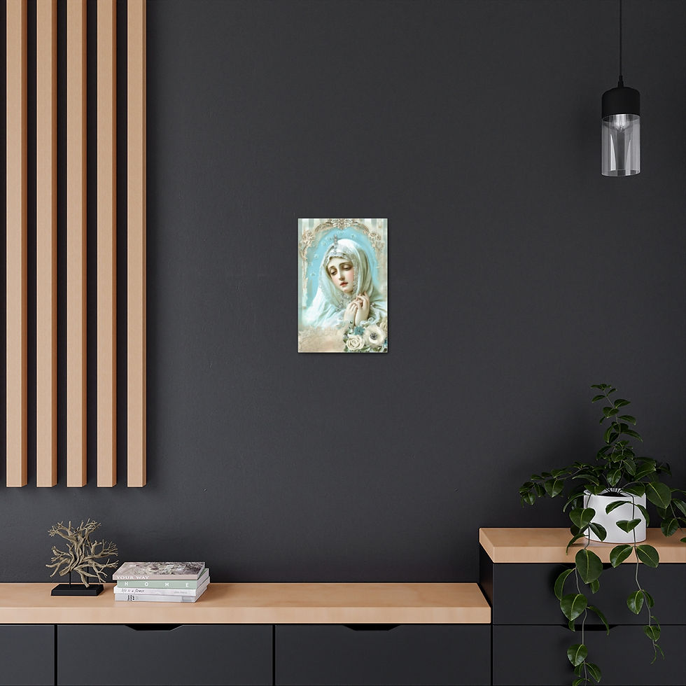 Thumbnail: Shabby Virgin Mary Canvas Art French Country Wall Decor Pastel Blue White Roses