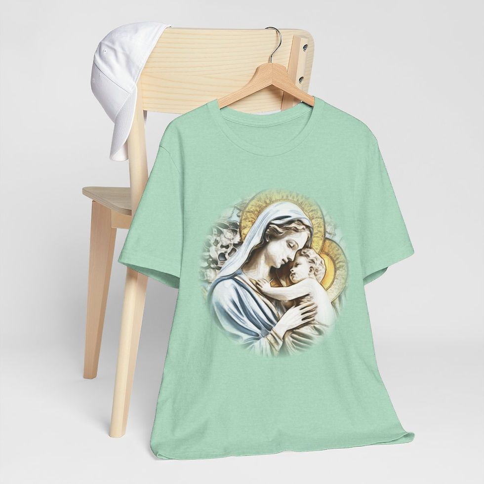Thumbnail: Vintage Virgin Mary T-Shirt Madonna & Child Unisex Religious Art Catholic Gift