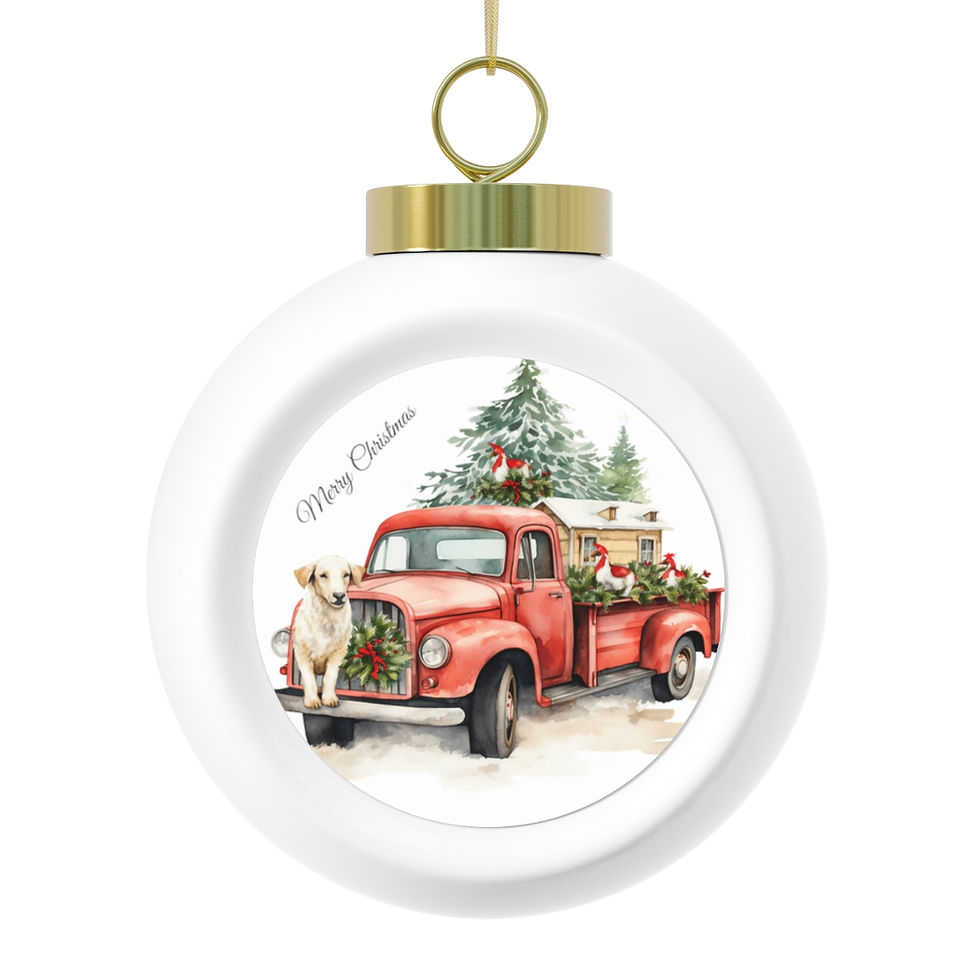 Thumbnail: Farmhouse Christmas Ornament Dogs Pick up Truck Vintage Style Holiday Decor 