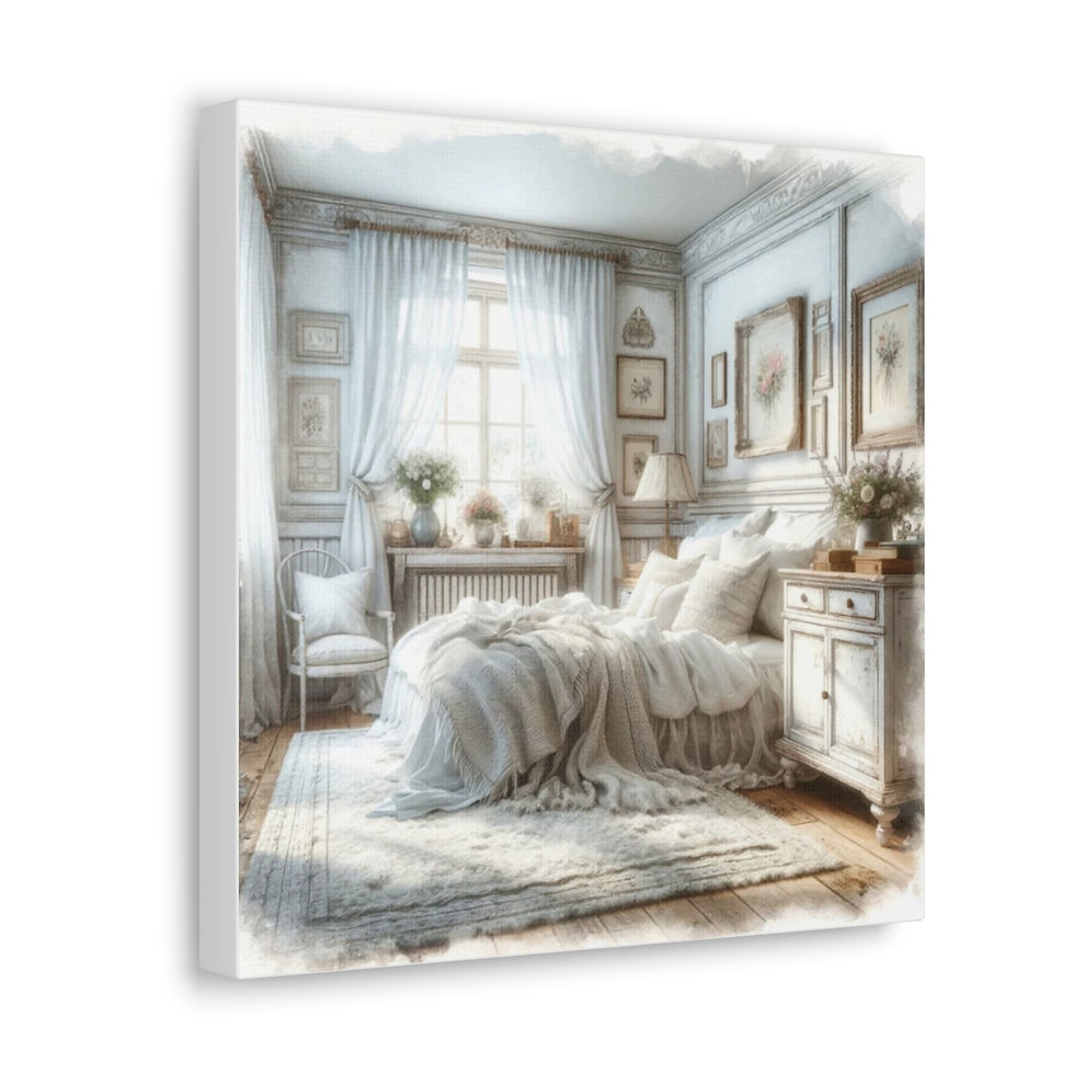 Thumbnail: French Country Canvas Art Romantic Print Shabby Cottage White Bedroom Decor